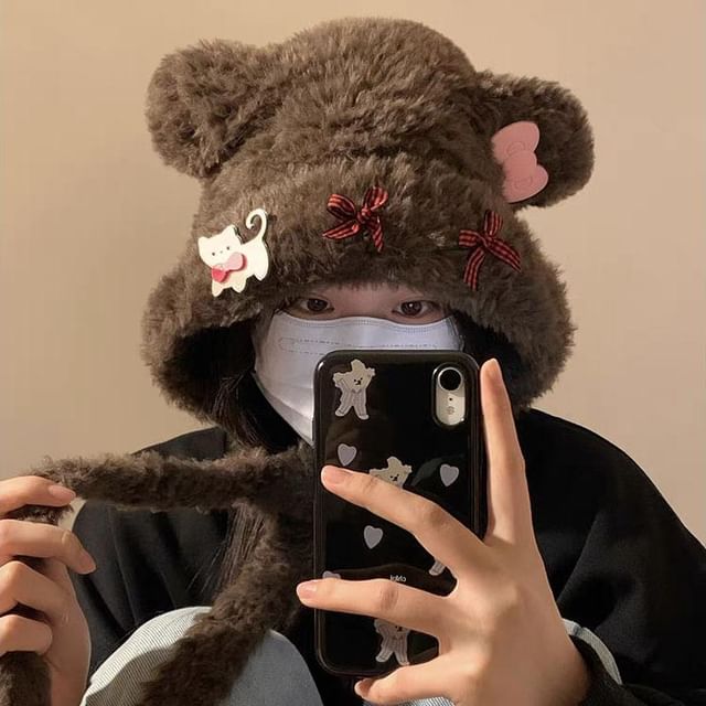 Bow Bear Ear / Dog Fluffy Hat