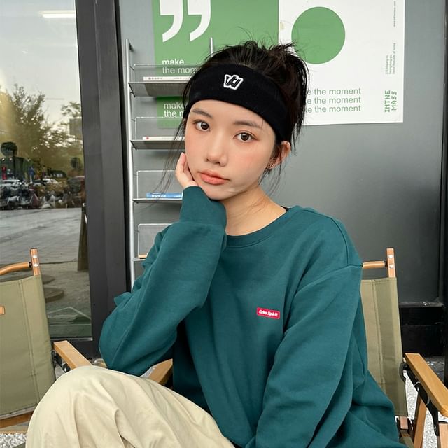 Lettering Embroidered Knit Headband