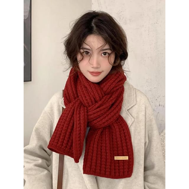 Plaid / Lettering Embroidered / Plain Scarf