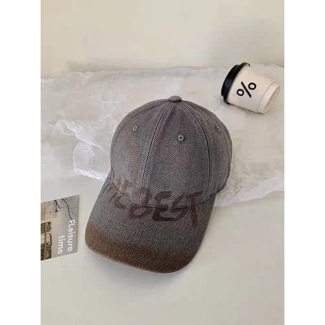Lettering Print Washed / Plain Baseball Cap