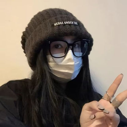 Bear Ear Fluffy Hooded Scarf / Ribbed Beanie