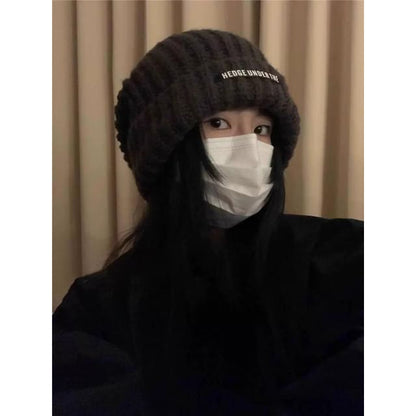 Striped / Plain Ribbed Beanie