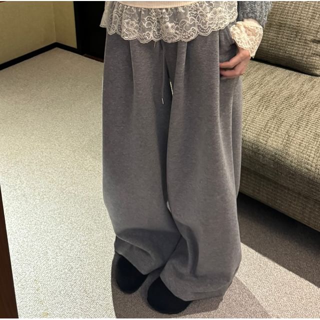 Cable Knit Cardigan, Drawstring Pants & Lace Cami Set