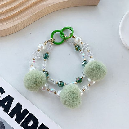 Pom Pom Faux Pearl Layered Phone Strap
