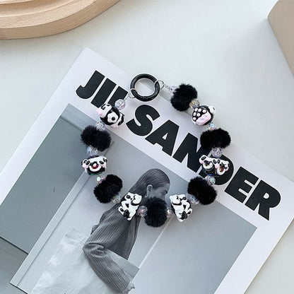 Heart Bead Pom Pom Phone Strap