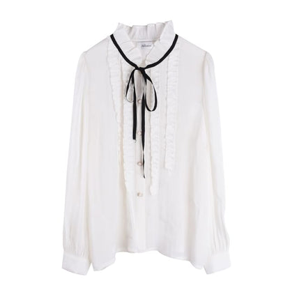 Plus Size Puff-Sleeve Plain Ruffle Bow Shirt / Square Neck Mini Jumper Dress