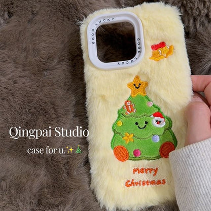 Christmas Tree Chenille Phone Case / Charm / Set - iPhone 16 Pro Max / 16 Pro / 16 Plus / 16 / 15 Pro Max / 15 Pro / 15 Plus / 15 / 14 Pro Max / 14 Pro / 14 Plus / 14