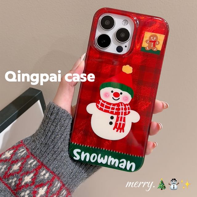 Christmas Snowman Phone Case - iPhone 16 Pro Max / 16 Pro / 16 Plus / 16 / 15 Pro Max / 15 Pro / 15 Plus / 15 / 14 Pro Max / 14 Pro / 14 Plus / 14