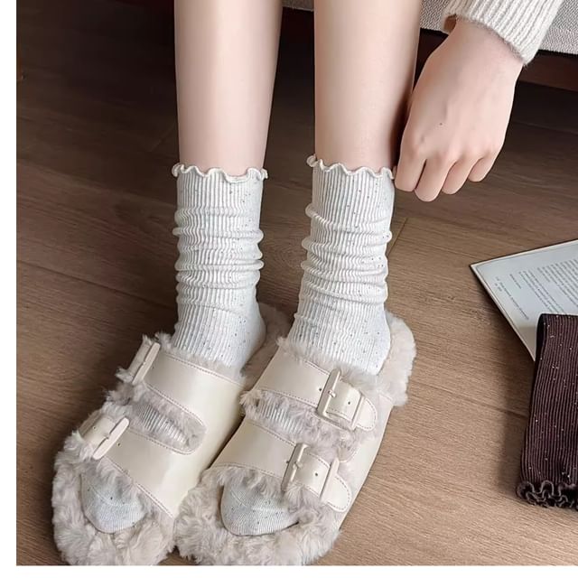 Ruffle Trim Crew Socks