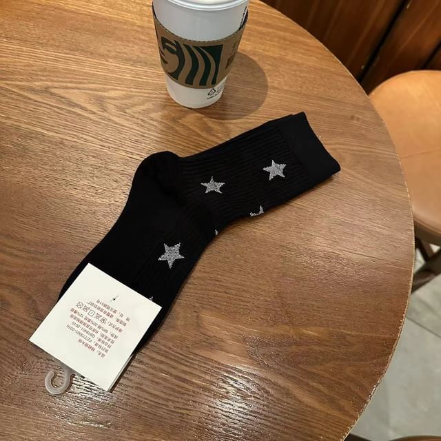 Star Embroidered Crew Socks