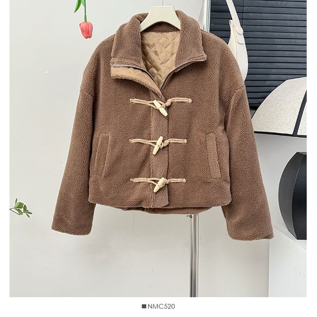 Toggle Stand-Collar Teddy Jacket