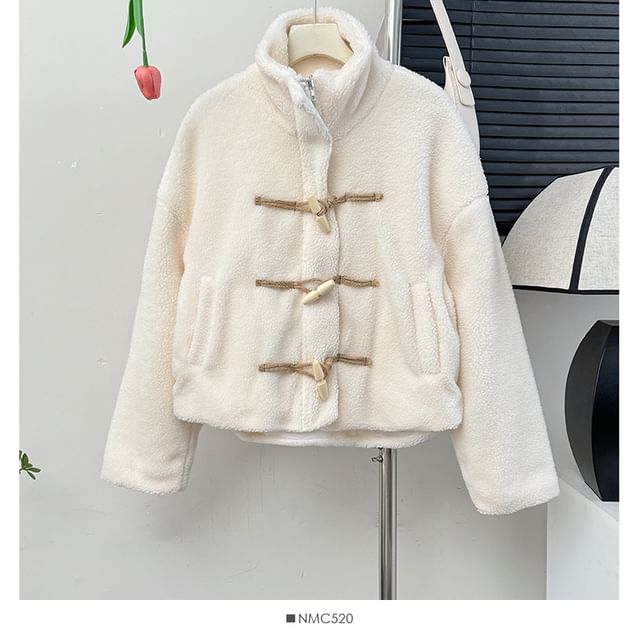 Toggle Stand-Collar Teddy Jacket