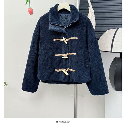 Toggle Stand-Collar Teddy Jacket