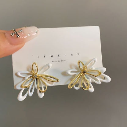 Floral Glaze Alloy Stud Earring