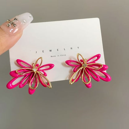 Floral Glaze Alloy Stud Earring