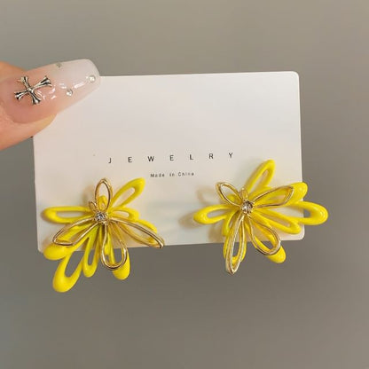 Floral Glaze Alloy Stud Earring