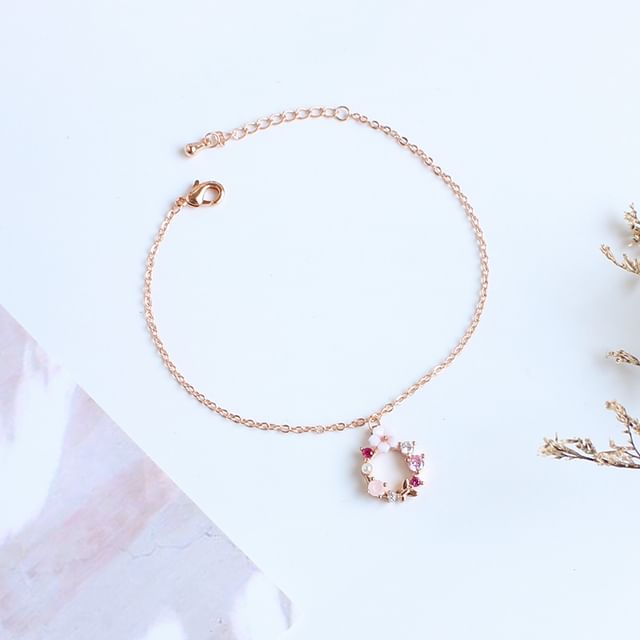Floral Rhinestone Alloy Bracelet / Necklace (Various Designs)