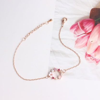 Floral Rhinestone Alloy Bracelet / Necklace (Various Designs)