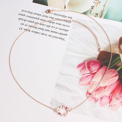 Floral Rhinestone Alloy Bracelet / Necklace (Various Designs)