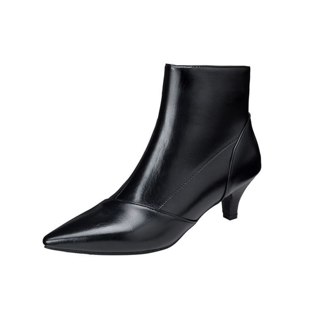 Low Heel Pointed Plain Ankle Boots