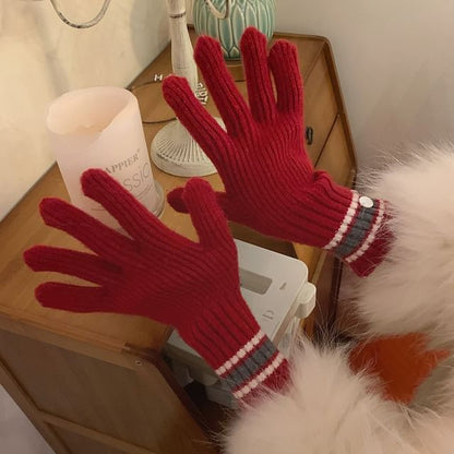 Color Block Knit Gloves