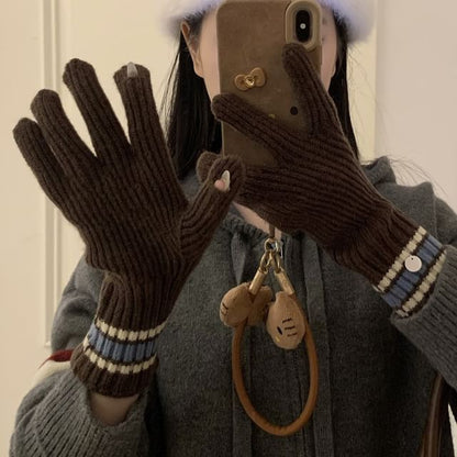 Color Block Knit Gloves