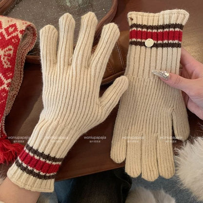 Color Block Knit Gloves