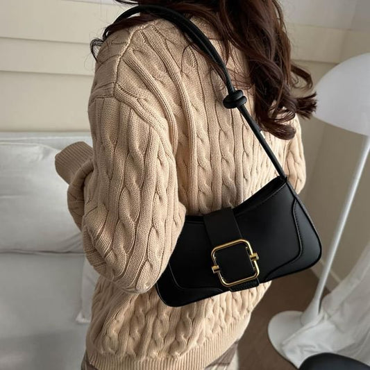Buckled Panel Shoulder Bag