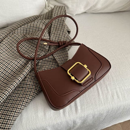 Buckled Panel Shoulder Bag