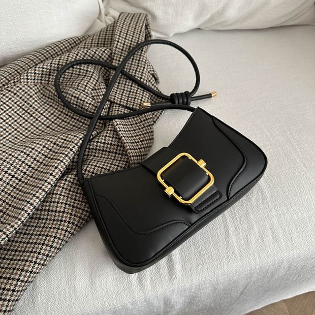 Buckled Panel Shoulder Bag