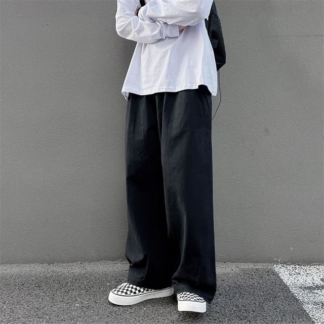 Mid Rise Plain Wide Leg Cargo Pants