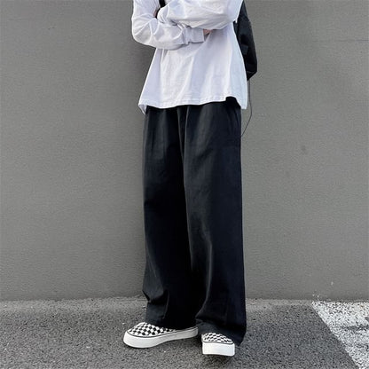 Mid Rise Plain Wide Leg Cargo Pants