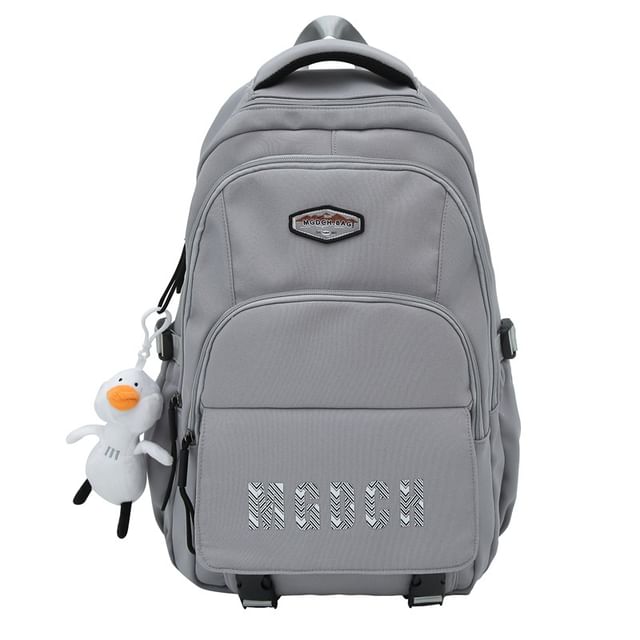 Lettering Print Nylon Laptop Backpack / Bag Charm / Set