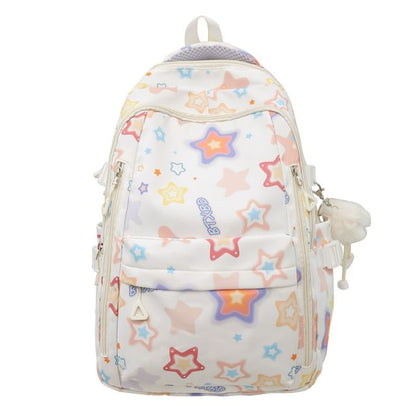 Star Print Nylon Laptop Backpack / Bag Charm / Set