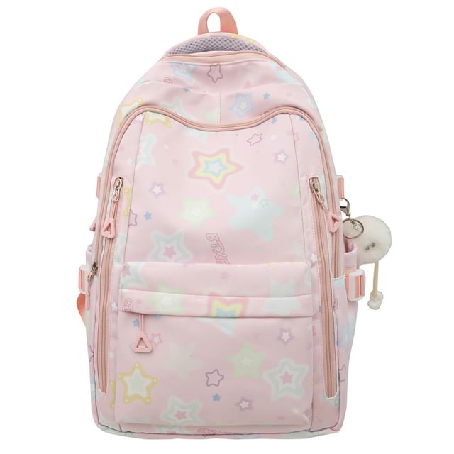 Star Print Nylon Laptop Backpack / Bag Charm / Set