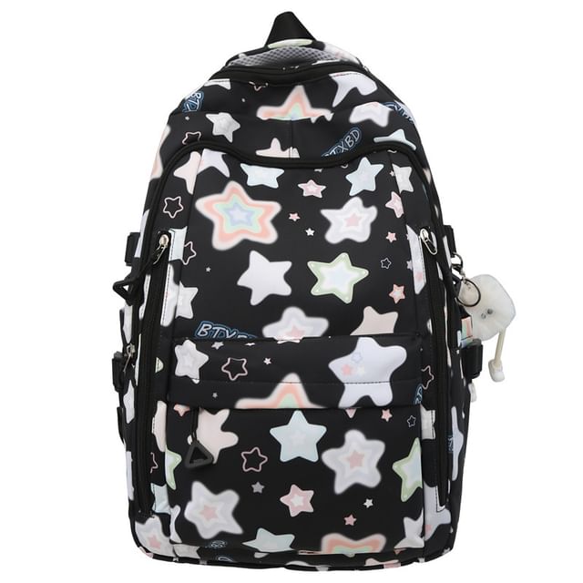Star Print Nylon Laptop Backpack / Bag Charm / Set