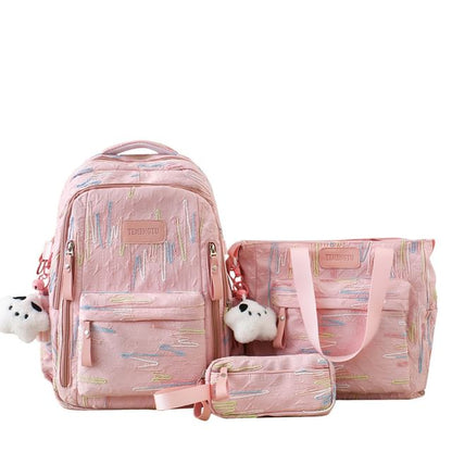 Embroidered Nylon Laptop Backpack / Tote Bag / Pencil Case / Bag Charm / Set