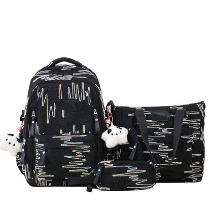 Embroidered Nylon Laptop Backpack / Tote Bag / Pencil Case / Bag Charm / Set