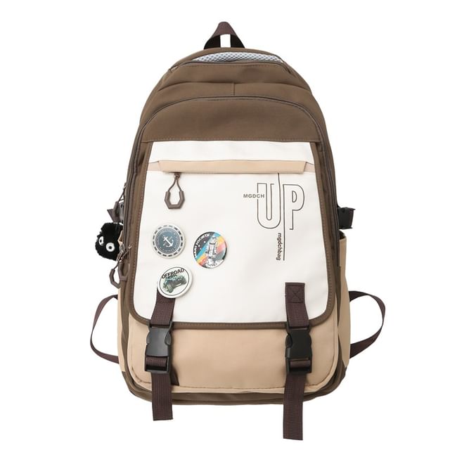 Lettering Print Nylon Laptop Backpack