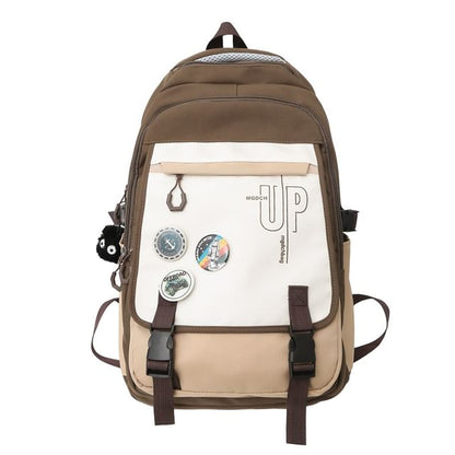 Lettering Print Nylon Laptop Backpack