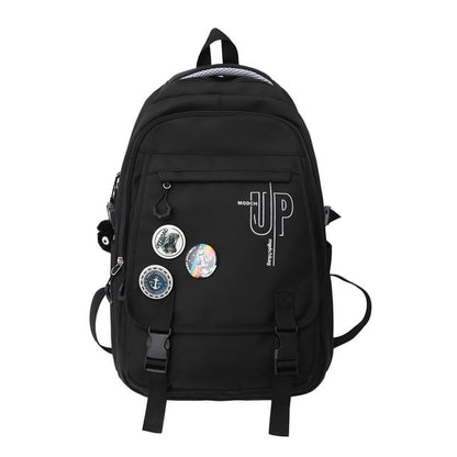 Lettering Print Nylon Laptop Backpack