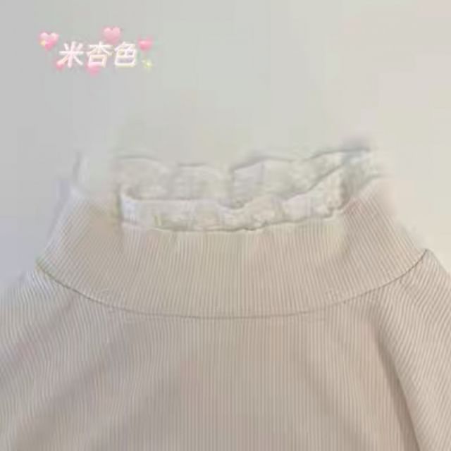 Mock Neck Long-Sleeve Knit Top with Lace Accents