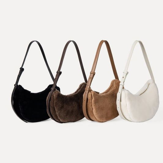 Plain Fluffy Shoulder Bag