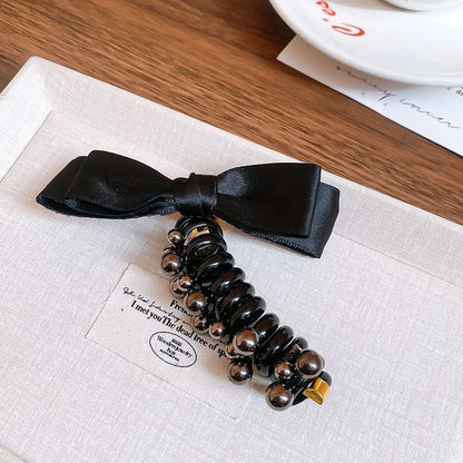 Hair Bow Pearl Faux Tie