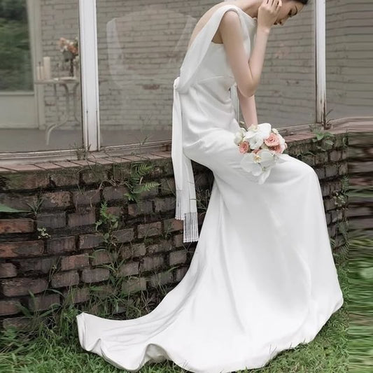 Plain Wedding Backless Mermaid Gown Sleeveless