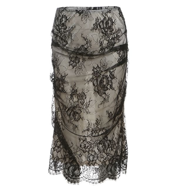 Lace Corset and Fishtail Midi Skirt Set