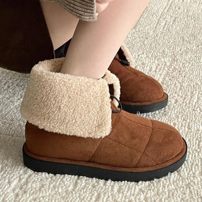 Lace-Up Fleece-Lined Short Snow Boots