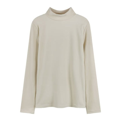 Long-Sleeve Mock Neck Plain T-Shirt