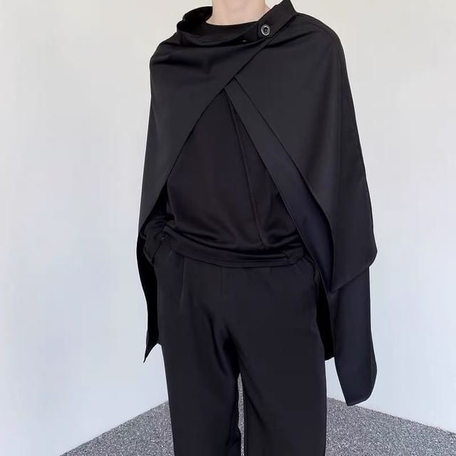 Asymmetric Midi Skirt with Front Slit - Plain Fabric
