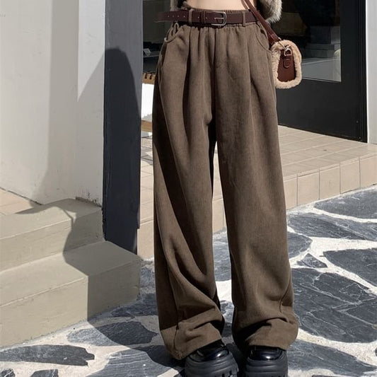 High Waist Plain Baggy Cargo Pants